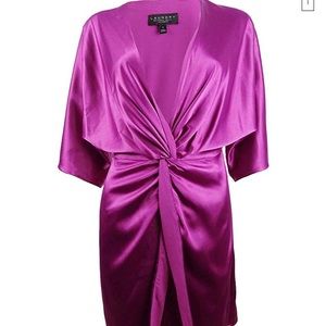 Laundry Fushia Womens Satin Twist Kimono Dress